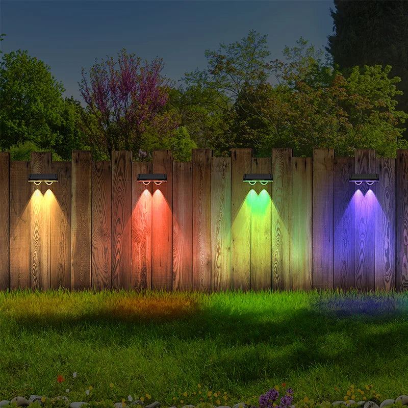 Solar Fence Lights Outdoor Garden Solar Wall Lights Waterproof RGB Bright Solar Powered Lamp Backyard Pathway Yard Deck Decor Zpaxo