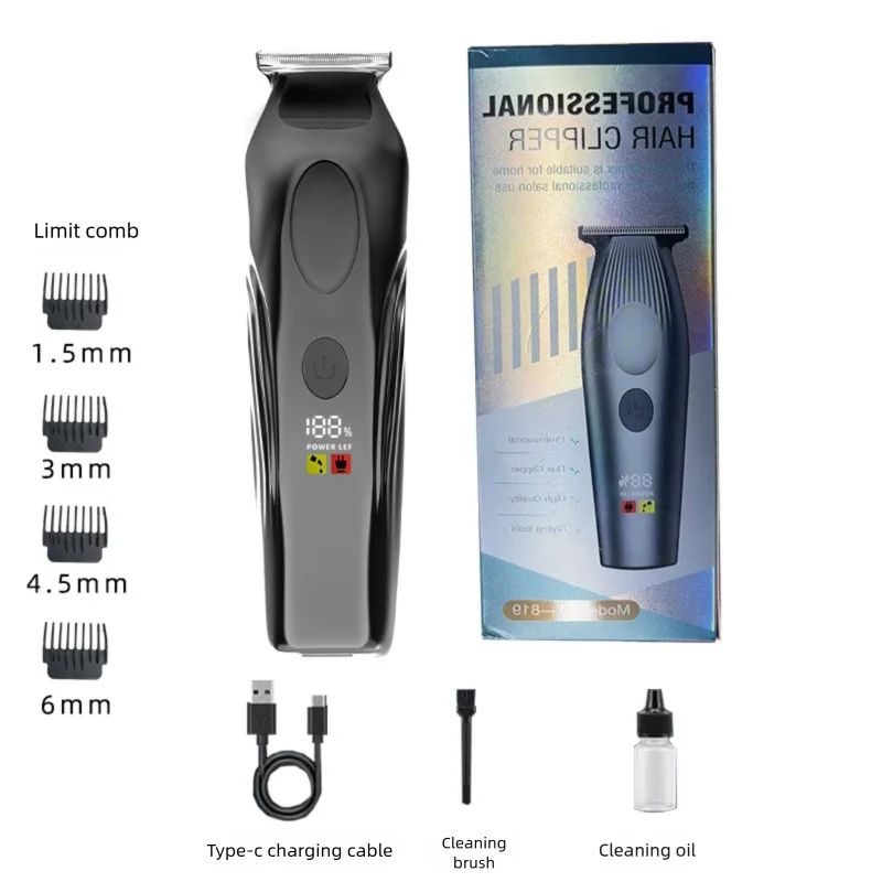 Electric Hair Clipper Household Carving Pusher Bald Head Shaver Zpaxo GRAY USB Type-C