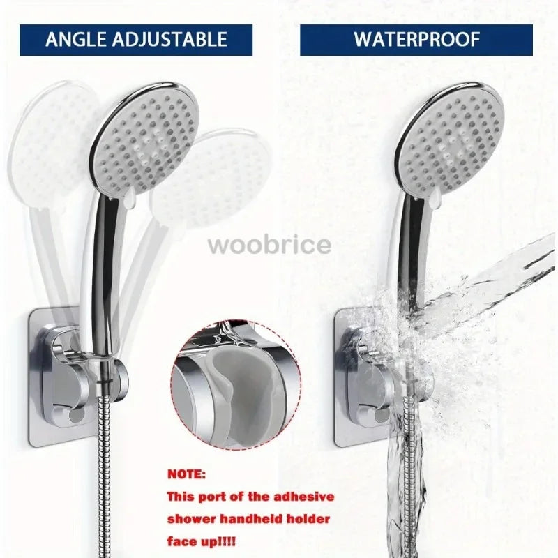 Shower Holder Suction Cup Holder 360° Adjustable Showerhead Holder Plating Shower Rail Head Bathroom Wall Mount Bracket Zpaxo