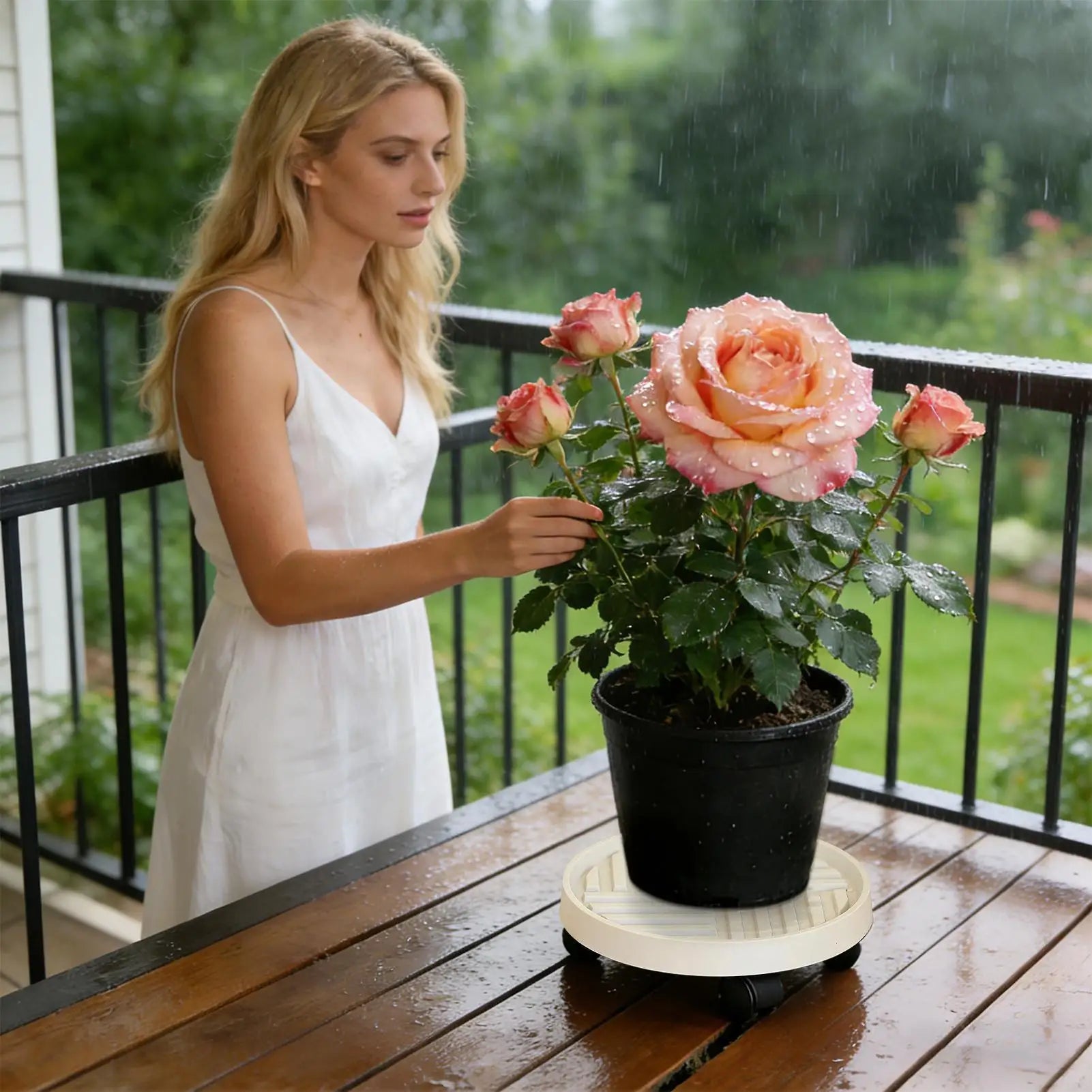 Plant Stand with Wheels Heavy Duty Pot Base Plant Roller with Lockable Casters for Flower Pot Planter Garden Balcony Patio Zpaxo
