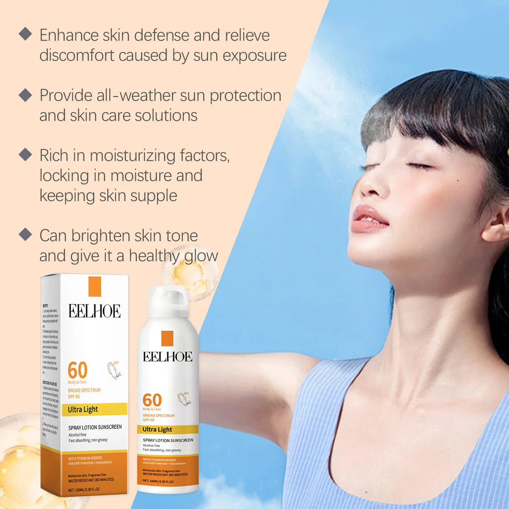 Moisturizing Sunscreen Spray SPF 50 PA+ Lightweight Non-Greasy Hydration Mist for Sensitive Skin Daily UV Protection Makeup Base Zpaxo