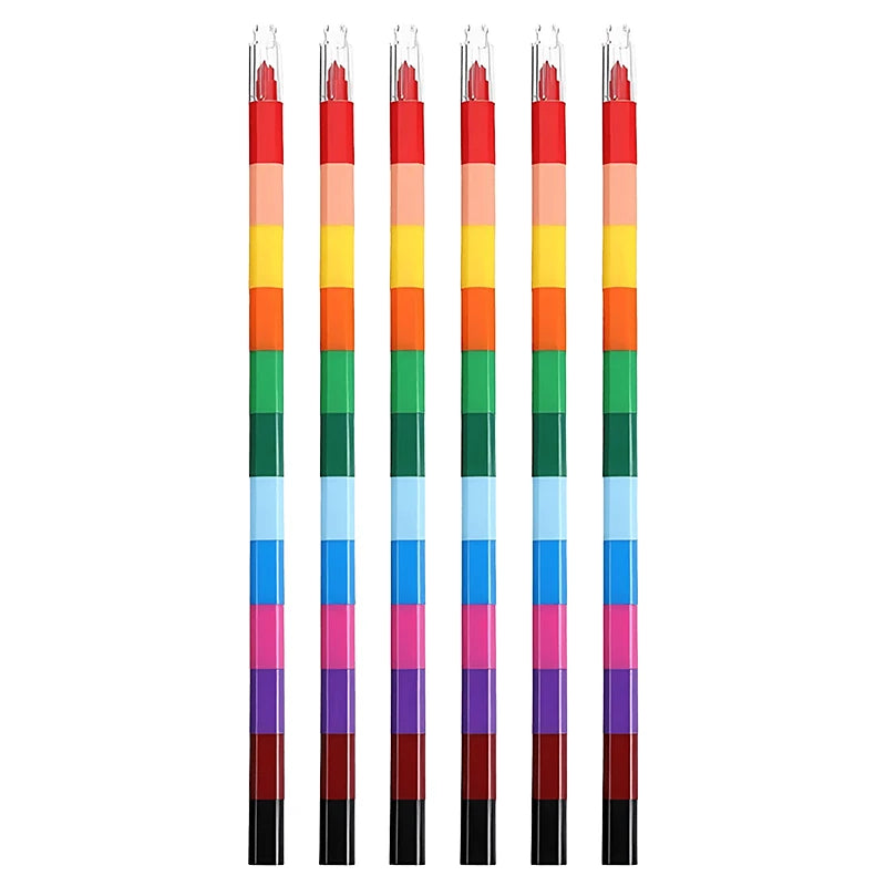 12-Color Building Block Crayons Fun Rainbow Color Stackable Drawing Crayons Graffiti Pen Art Supplies Birthday Gift Boy Girl Zpaxo 6 Stackable Crayon