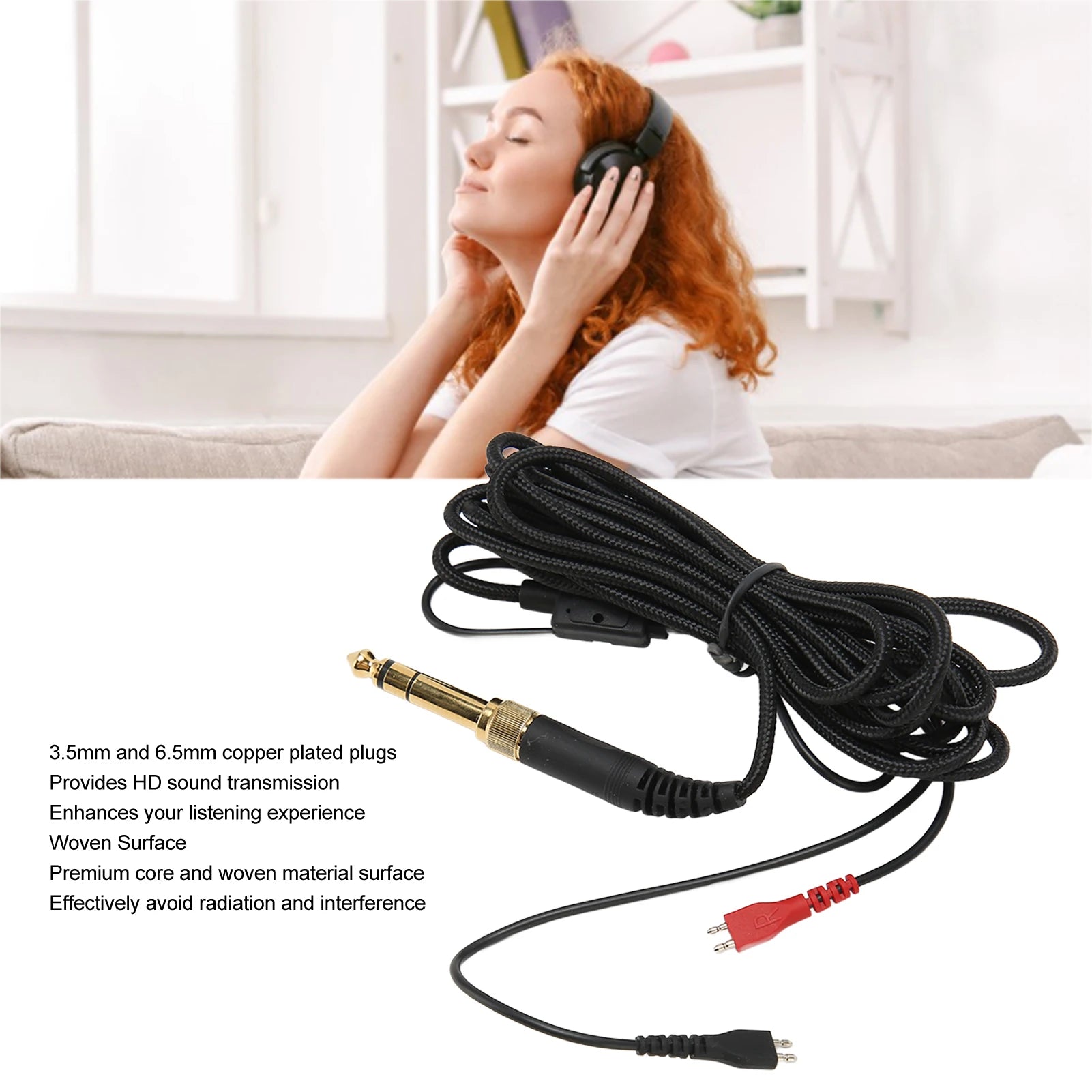 9.8ft Replacement Headphone Cable Woven Wire Compatible for Sennheiser HD25 560 540 480 430 HD Headphones Zpaxo
