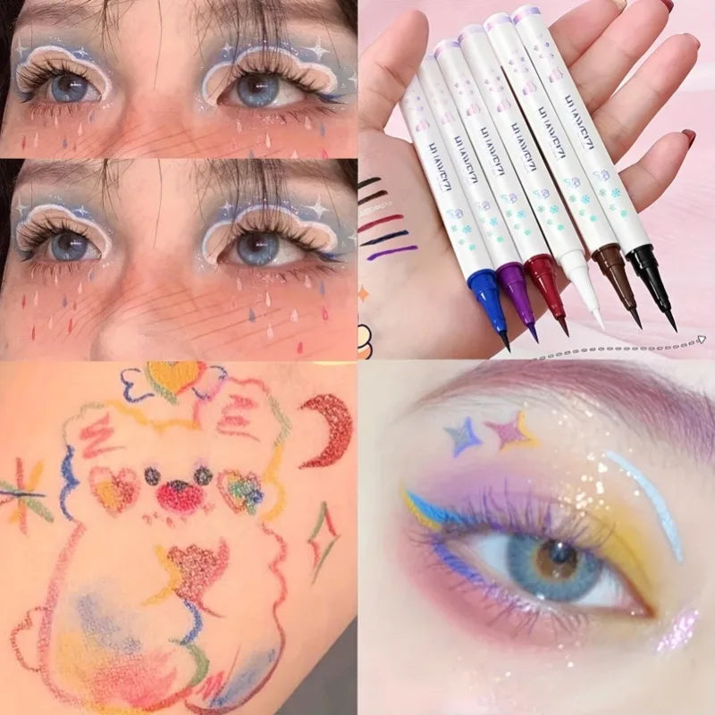Matte Colored Eyeliner Liquid Pencil Blue Purple Party Eye Makeup Tools Waterproof Lasting Quick-drying No Blooming Eye Liner Zpaxo