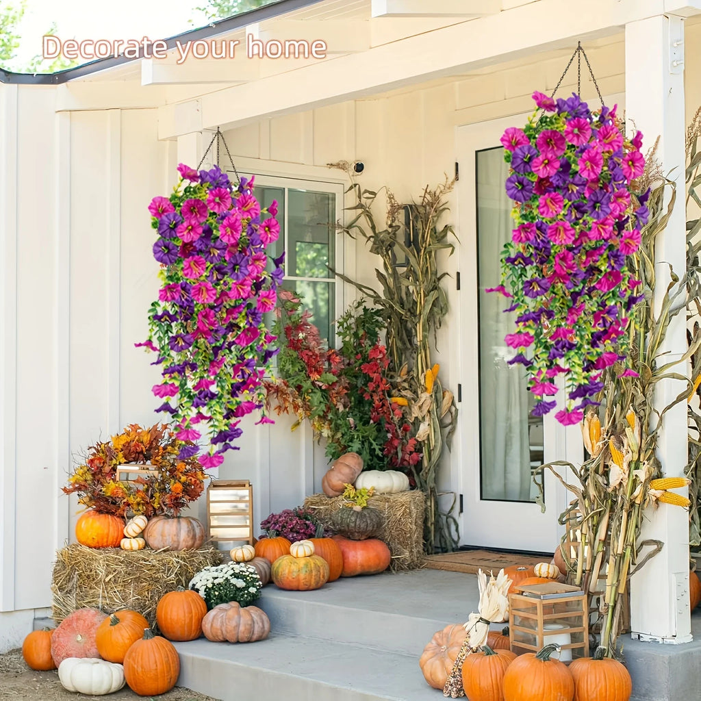 Resistant Artificial Outdoor Plants Precisetrue Hanging Flowers Home Garden Decoration 29 in Silk Petunia Fake Plant For Yard Zpaxo