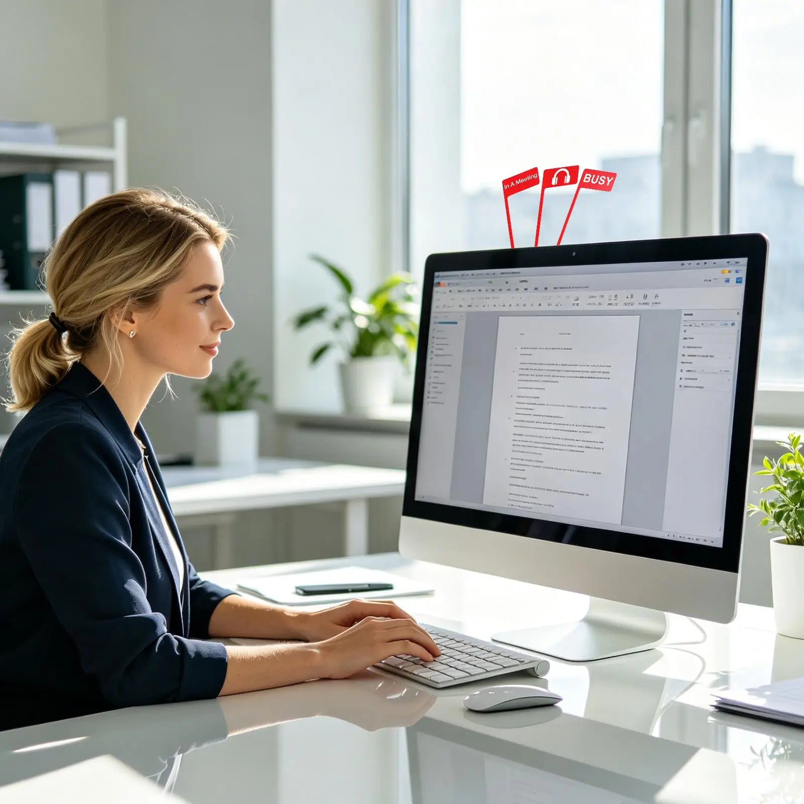 Office Desk Flag 3 Pieces Portable Focus Indicator Sign Red Alert Office Desk Flag for Women Home Work Computer Station School Zpaxo