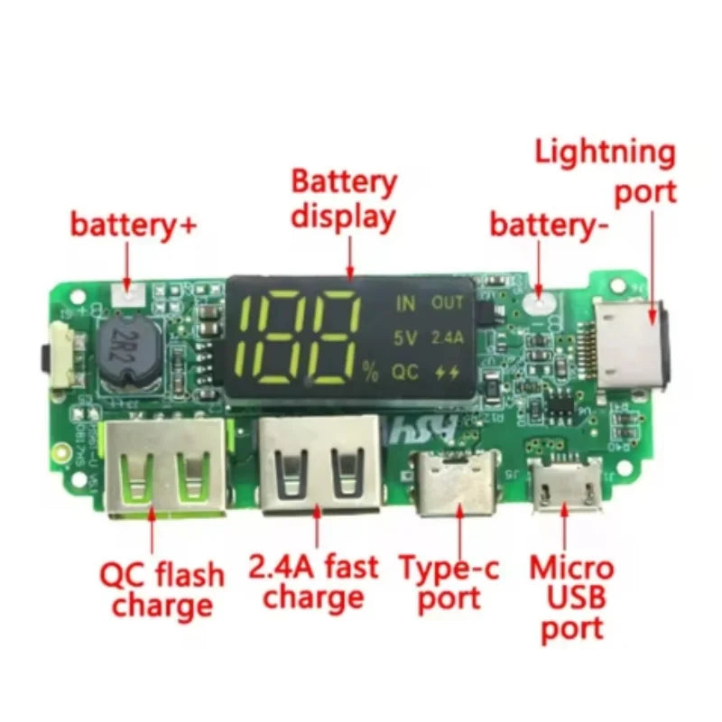 18650 Lithium Battery Digital Charging Module 5V2 4A 2A 1A Dual USB Zpaxo