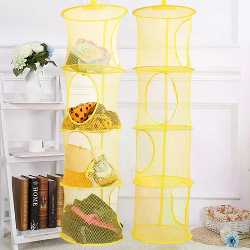 Foldable Plush Animal Storage Net 4 Compartments Hanging Mesh Toy Storage Hammock For Kids Room Toys Gloves Hats Socks Zpaxo