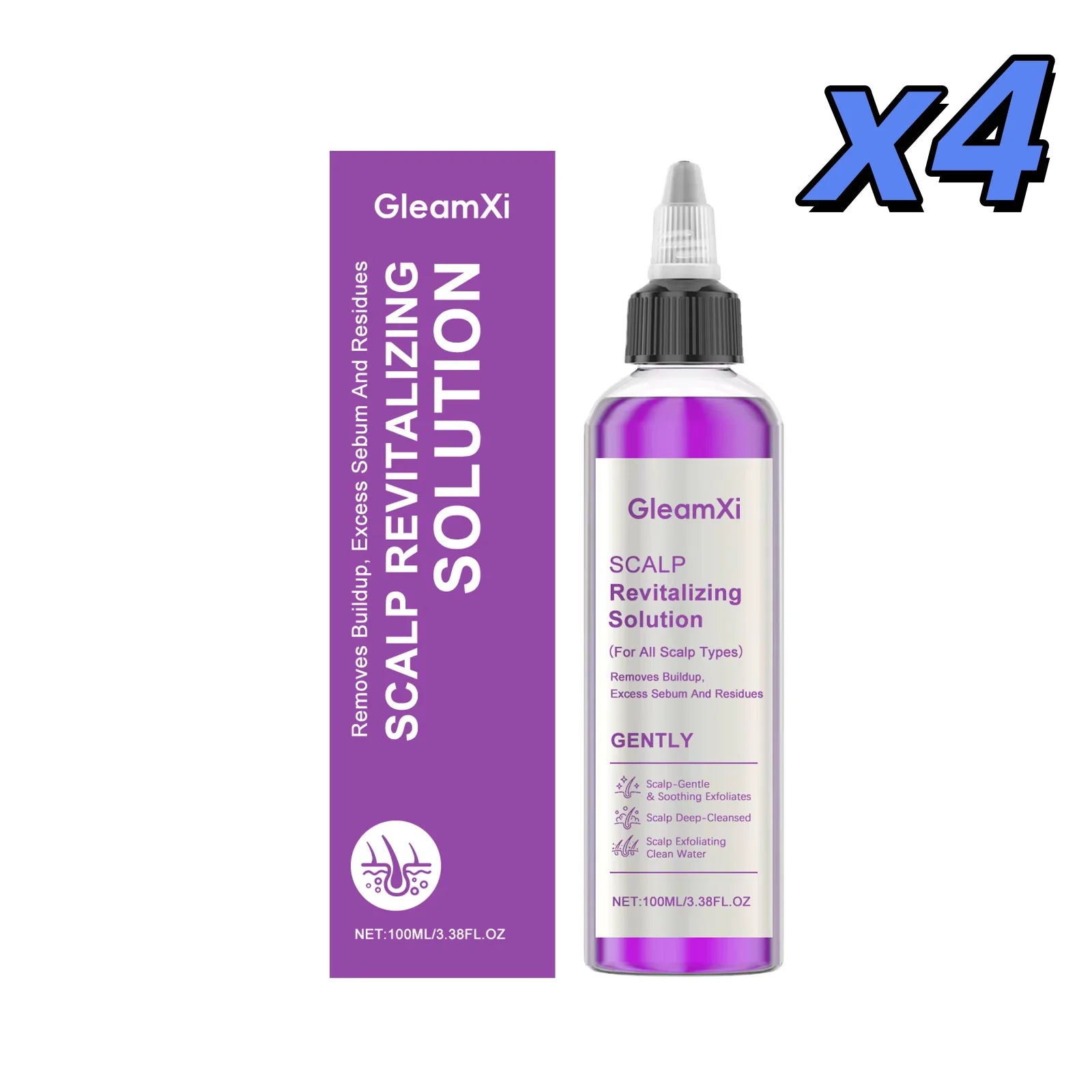 GleamXi Scalp Cleansing Shampoo – Dandruff & Oil Control Scalp Care Shampoo Zpaxo 100ml X 4pcs