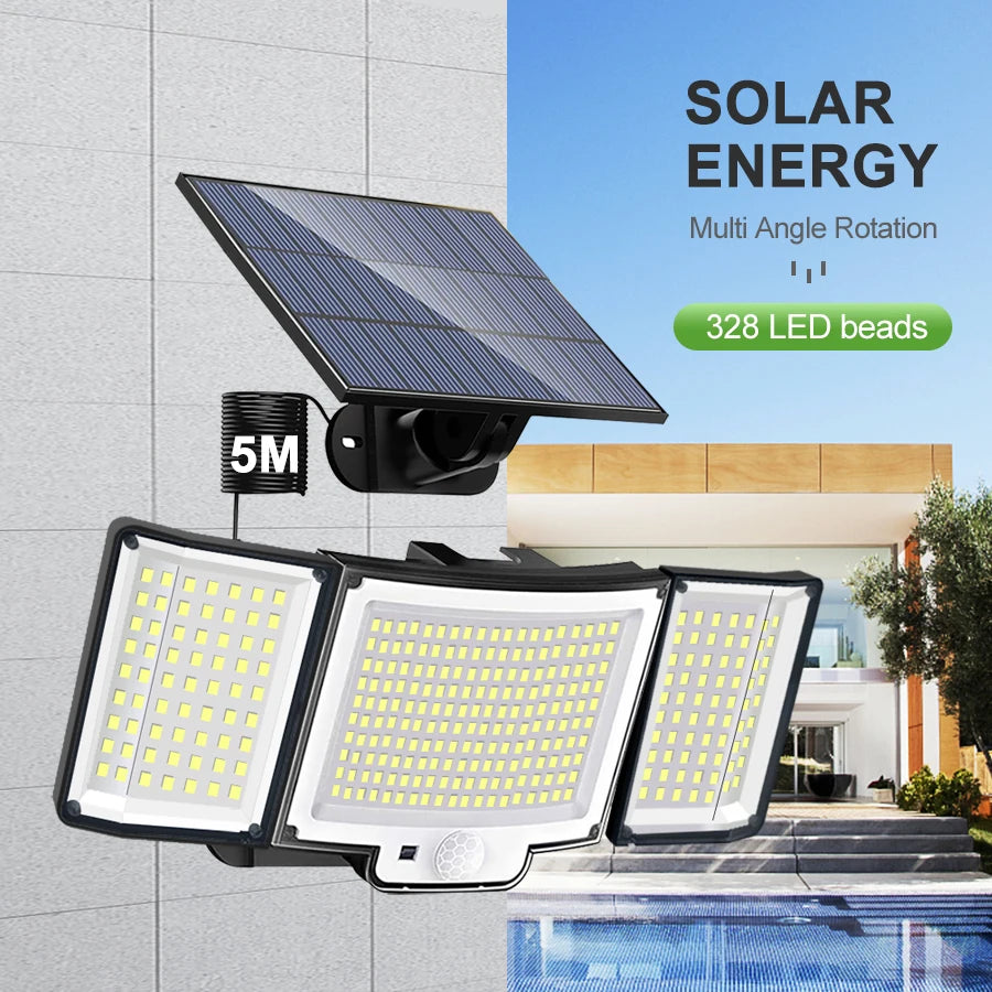 348LED Solar Lamp Outdoor Security Light with Motion Sensor Waterproof 126/328LED Powerful Spotlight Solar for Garden Garage Zpaxo