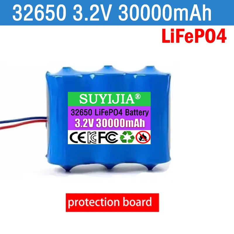 32650 New Solar Lamp Battery 3.2V Large Capacity Lithium Battery Solar Street Lamp Floodlight Battery with Protection Panel Zpaxo 3.2V 30000mah