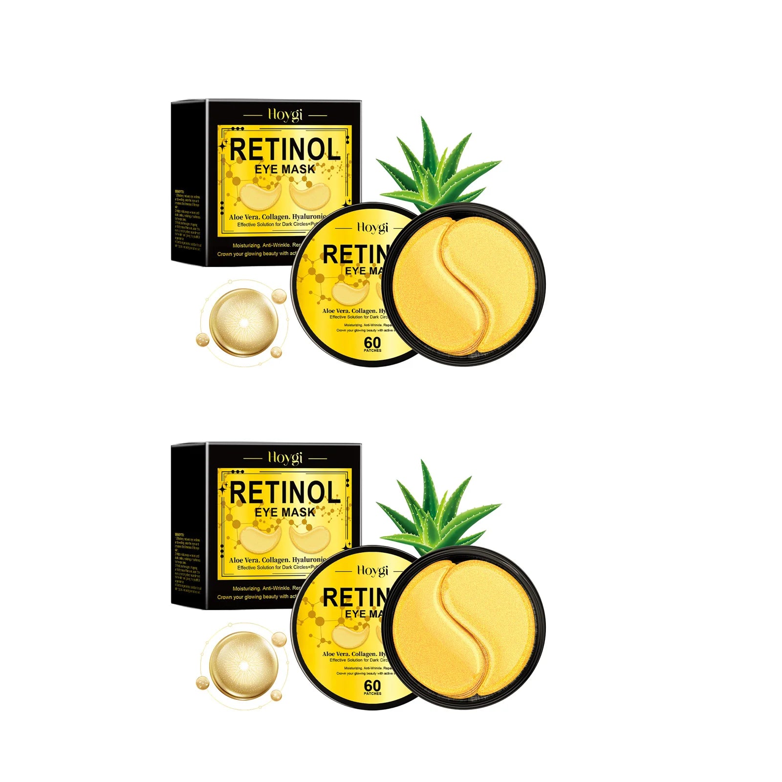 Hoygi Retinol Under Eye Patches – Dark Circles & Firming Under Eye Patches Zpaxo 2 x 60pcs Boxed