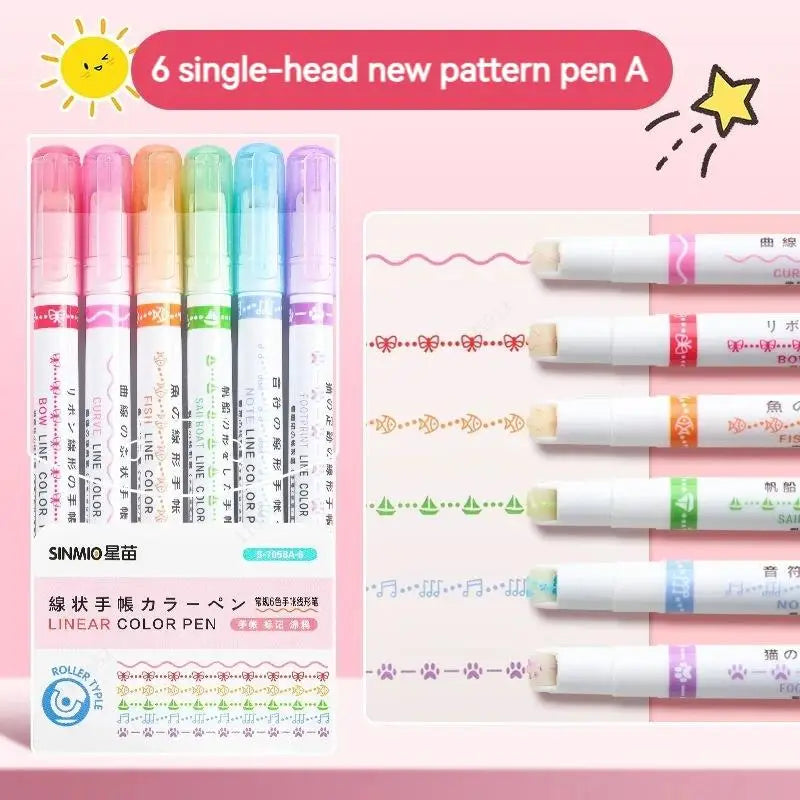 Flower Line Shape Highlighter Pen Journaling Drawing School Design Zpaxo 7058A