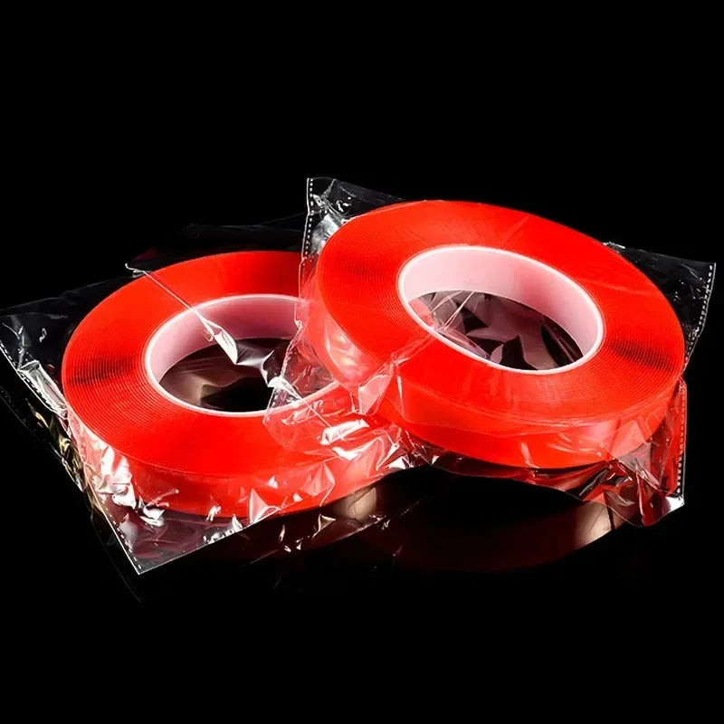 1/2p Ultra Thin Transparent Red Film Double Sided Tape With HighTemperature Resistance No Marks Waterproof Adhesion Strong Adhes Zpaxo