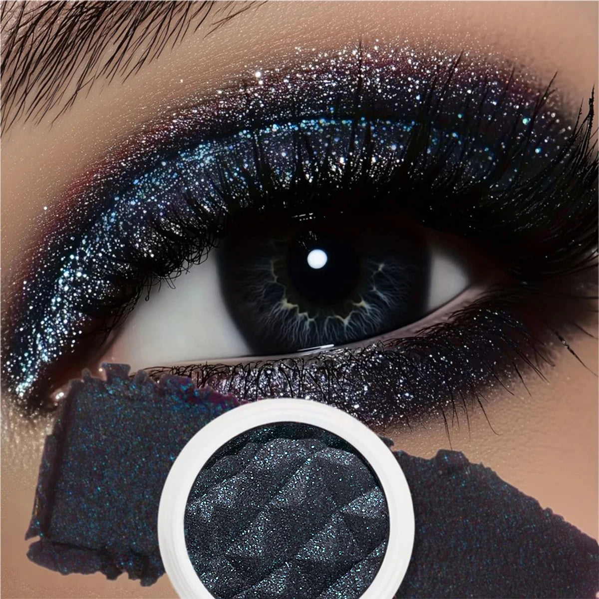 Monochrome broken tile eyeshadow - Waterproof glitter highlighter, facial highlighter eyeshadow palette, diamond eyeshadow Zpaxo