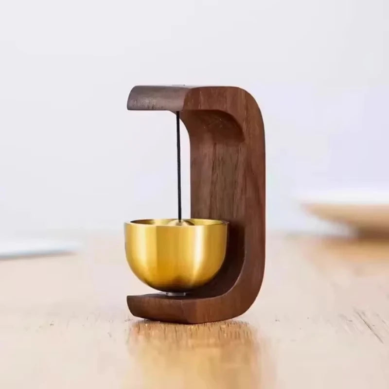 2026 New Arrival！Dopamine Home Wind-Bell Magnetic Inhalation Beech Wood Copper Bell Walnut Ornament Reminder Decorative Bell Zpaxo 3BF045