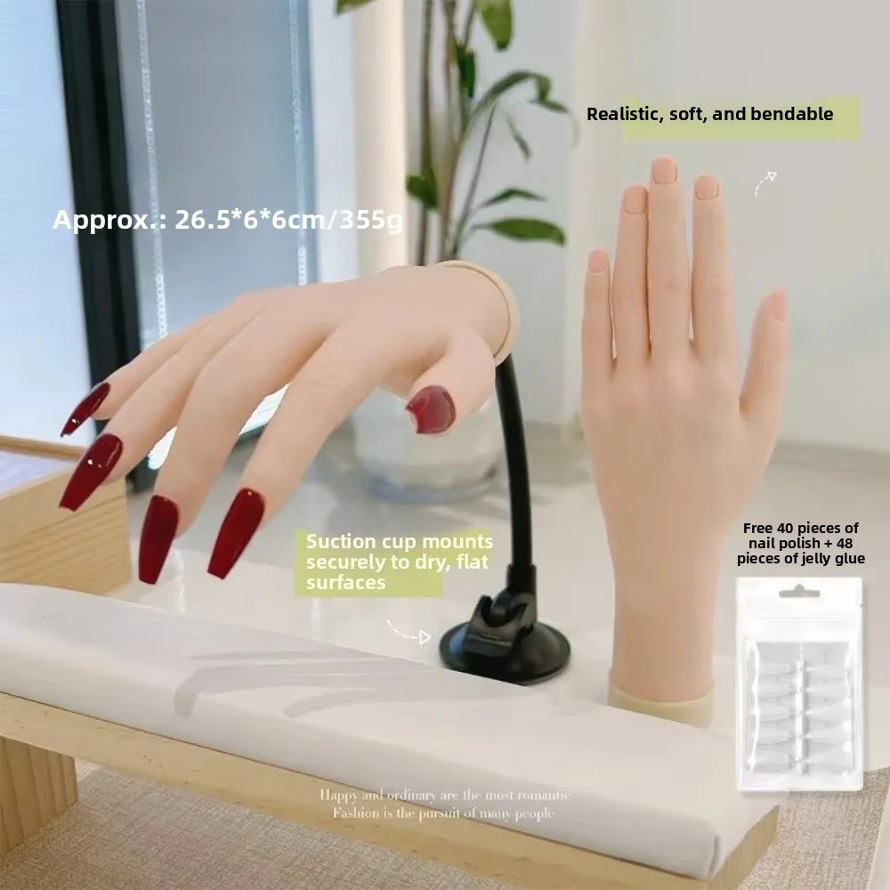Novice Bendable Nail Simulation Practice Hand Silicone Nails Art Zpaxo