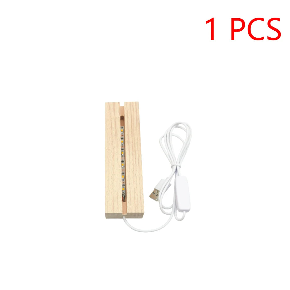 LED Wood Display Base-rectangle Crystal Lighted Base Stand Acrylic