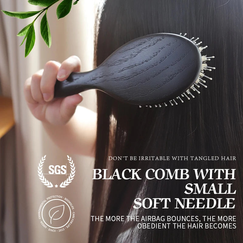 Custom Black Color Boar Bristles Hair Brush Mix Nylon USA Oak Wood Handle Massage HairBrush Women Hair Comb Long Short Hair Care Zpaxo
