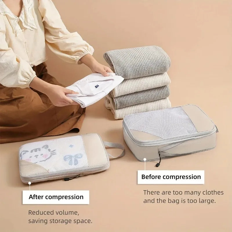 3-piece Travel Compression Packing Cube Bag Luggage Organizer
