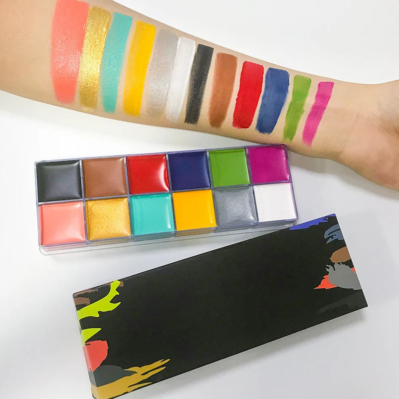 Face Body Oil Paint Palette 12 Colors Stage Special Effects Halloween Zpaxo