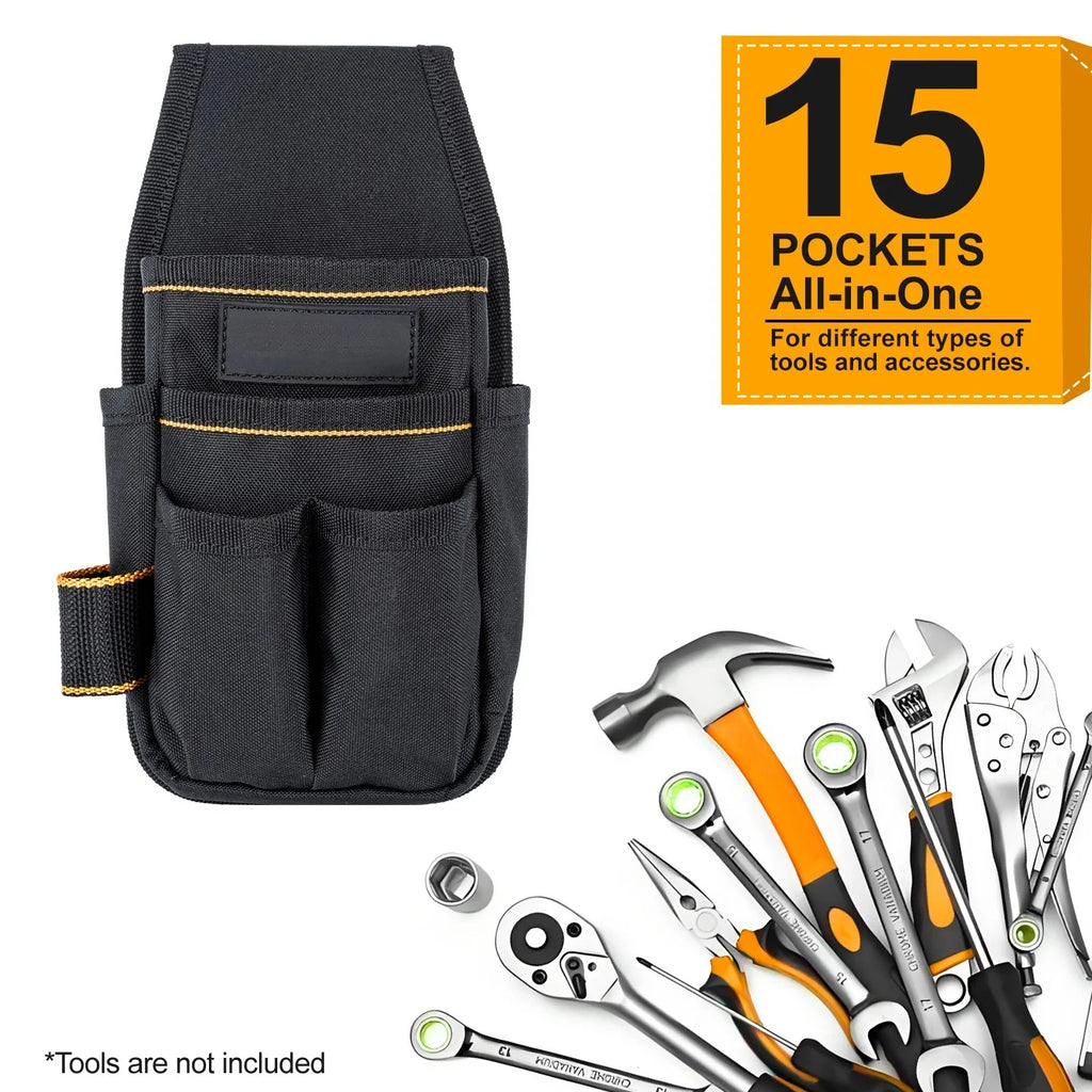 Pocket Tool Pouch，6-Pouches and 9 Screwdriver Loops Construction, Heavy-Duty Tool Bag with Adjustable Belt for Electrici Zpaxo
