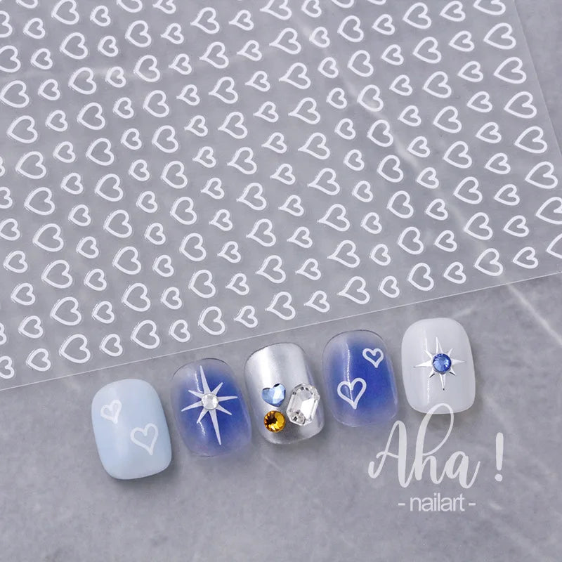 Hollow Love Heart Nail Stickers Red Black Silver Gold Laser Nail Sticker Self-Adhesive Nail Art Decoration Nails Accessories Zpaxo