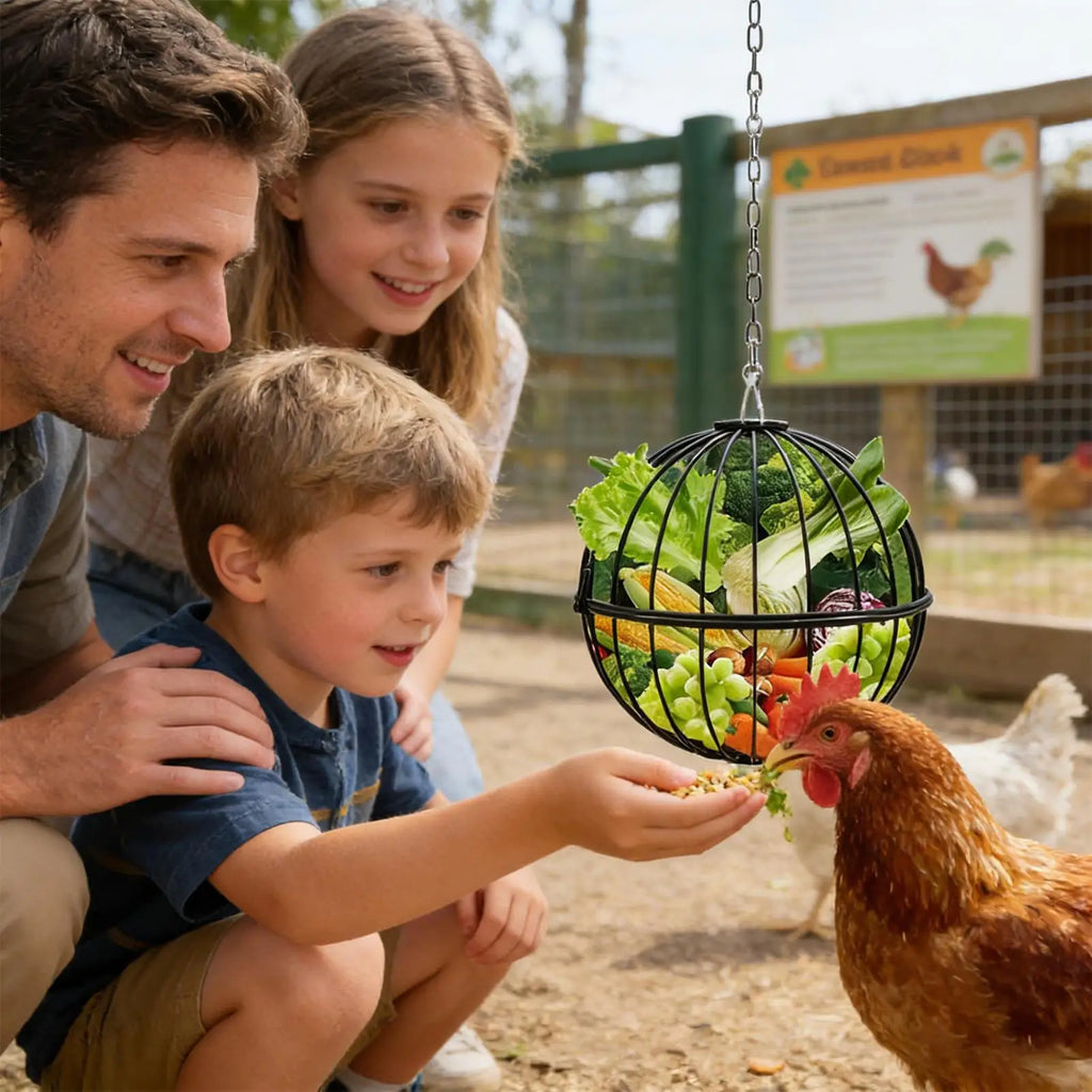 Chicken Feeders Adjustable Height Hen Food Dispenser Hangable Metal