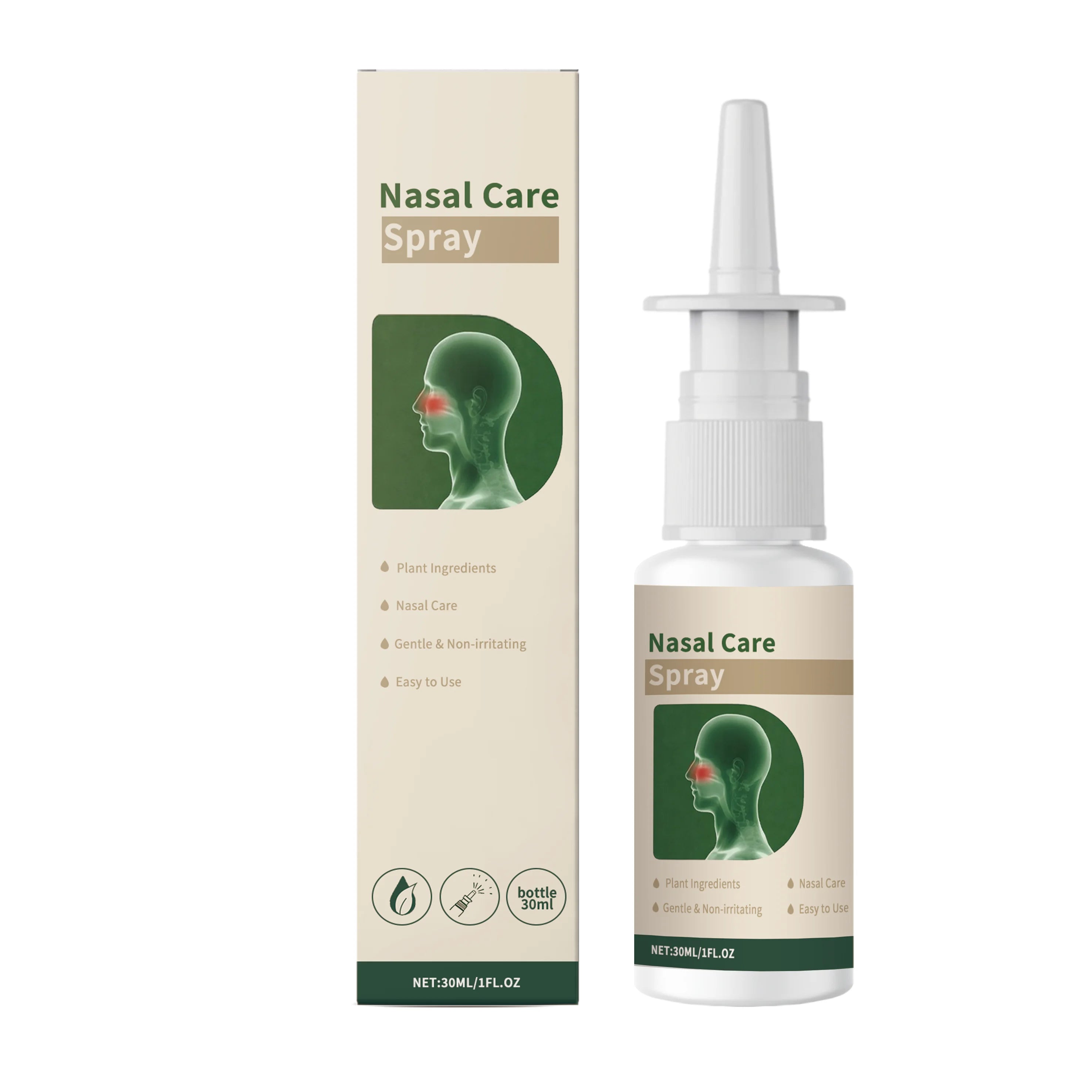 Plant-Based Nasal Cleaning Spray 30ml – Congestion Relief Nasal Care Spray Zpaxo 30ml boxed