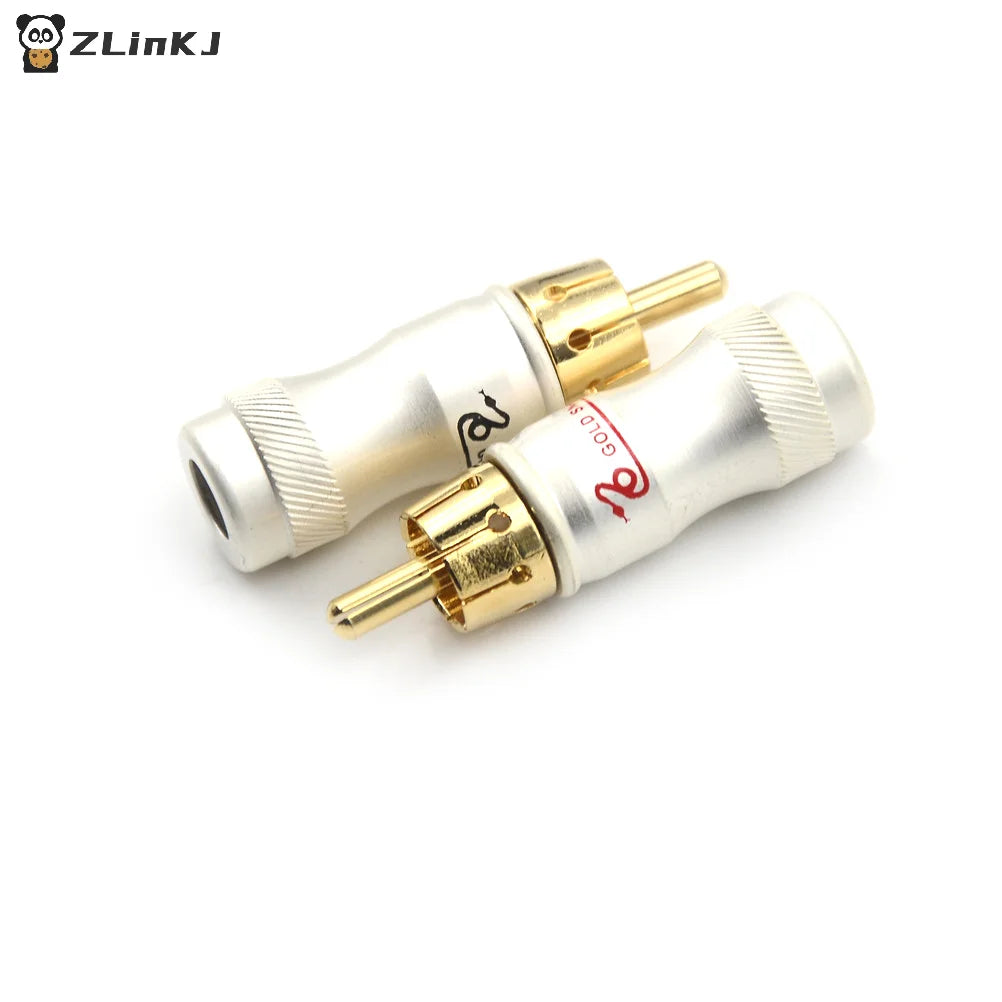 ▶4Pcs Goldplated Male Plug HIFI Audio Cable Audio Video Connector Adapter Zpaxo
