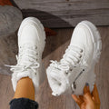2025 New Women Ankle Boots Warm Height Increased Snow Boots High Top Platform Cotton Sports Shoes Fashion Waterproof Boots Women Zpaxo WHITE 41