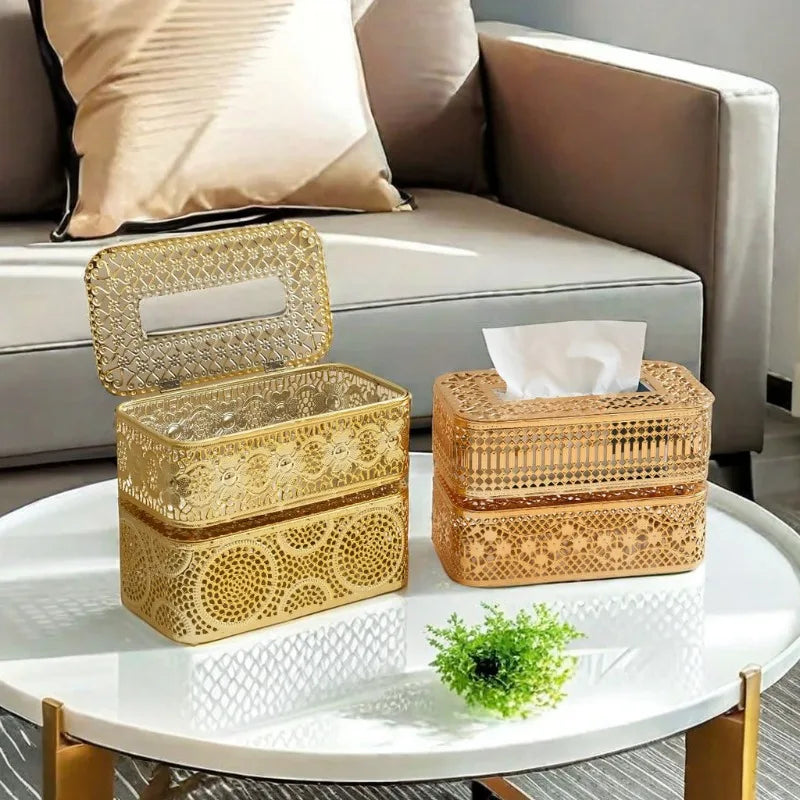 Household Nordic Style Tabletop Ironwork Tissue Box, Suitable for Living Room, Bedroom, for Storing and Dispensing Paper Tissues Zpaxo