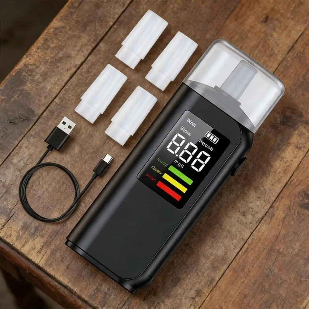 LED Digital Display Breathalyzer Analyzer Non-Touching Blowing LED Screen Digital Breathalyzer Durable Anti-slip Zpaxo