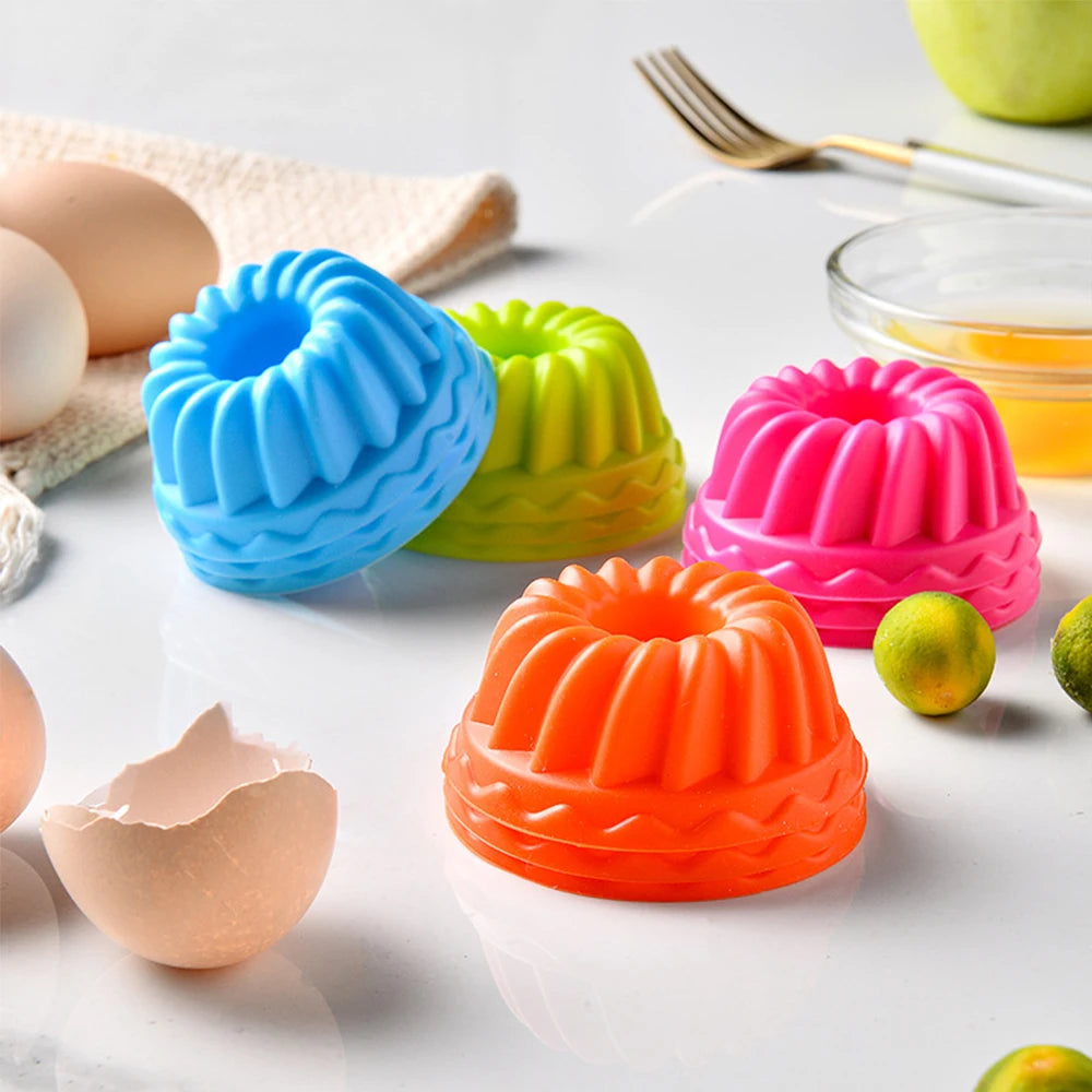 6Pcs Silicone Cake Molds Muffin Cake Cups Egg Tart Cupcake Dessert Baking Mold Bakeware Tools Color Random Zpaxo
