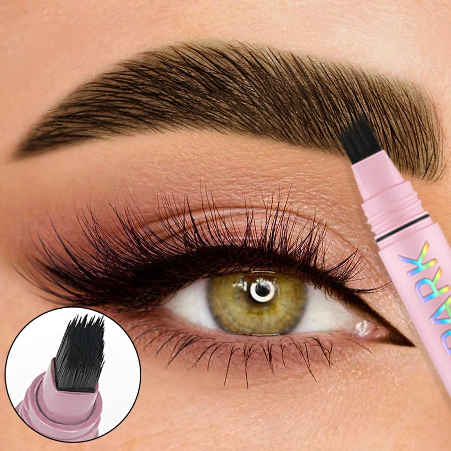 3 Colors 3D Eyebrow Pen Black Brow Brush Cream Makeup Anti-smudge