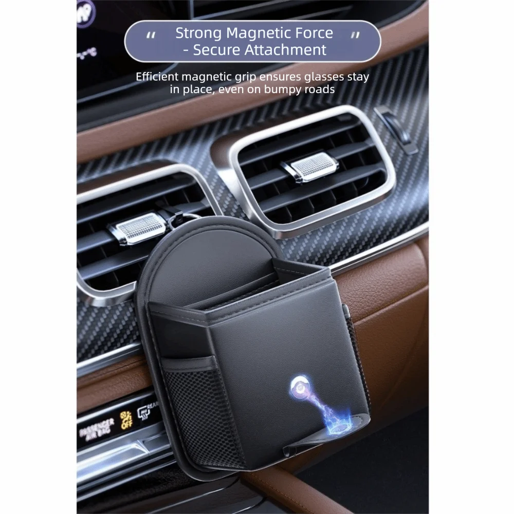 Hanging Car Storage Bag with Hook Multifunctional Leather Organizer Box Universal Premium Car Air Outlet Debris Bag Zpaxo