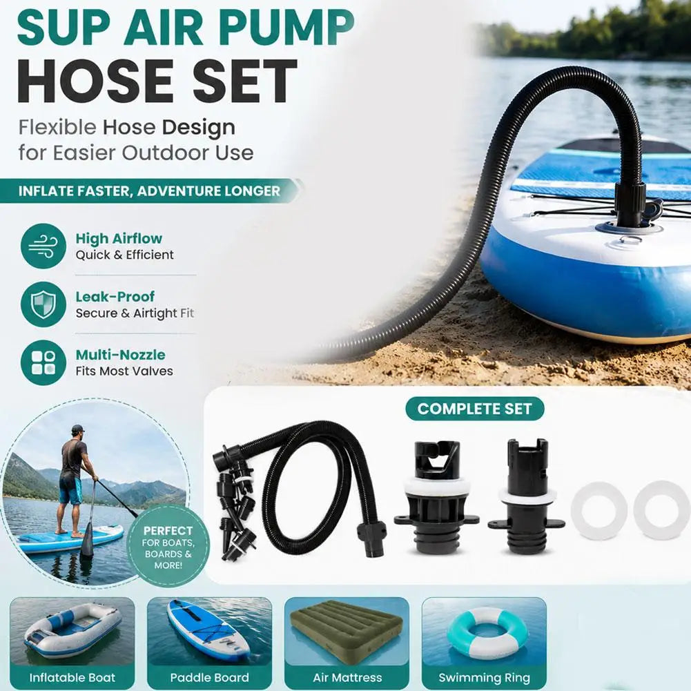 NEW 1set Paddle Board Pump Adapter Set 7 Nozzles SUP Air Pump Hose Extension Universal Inflatable Valve Connector for Boat Kayak Zpaxo