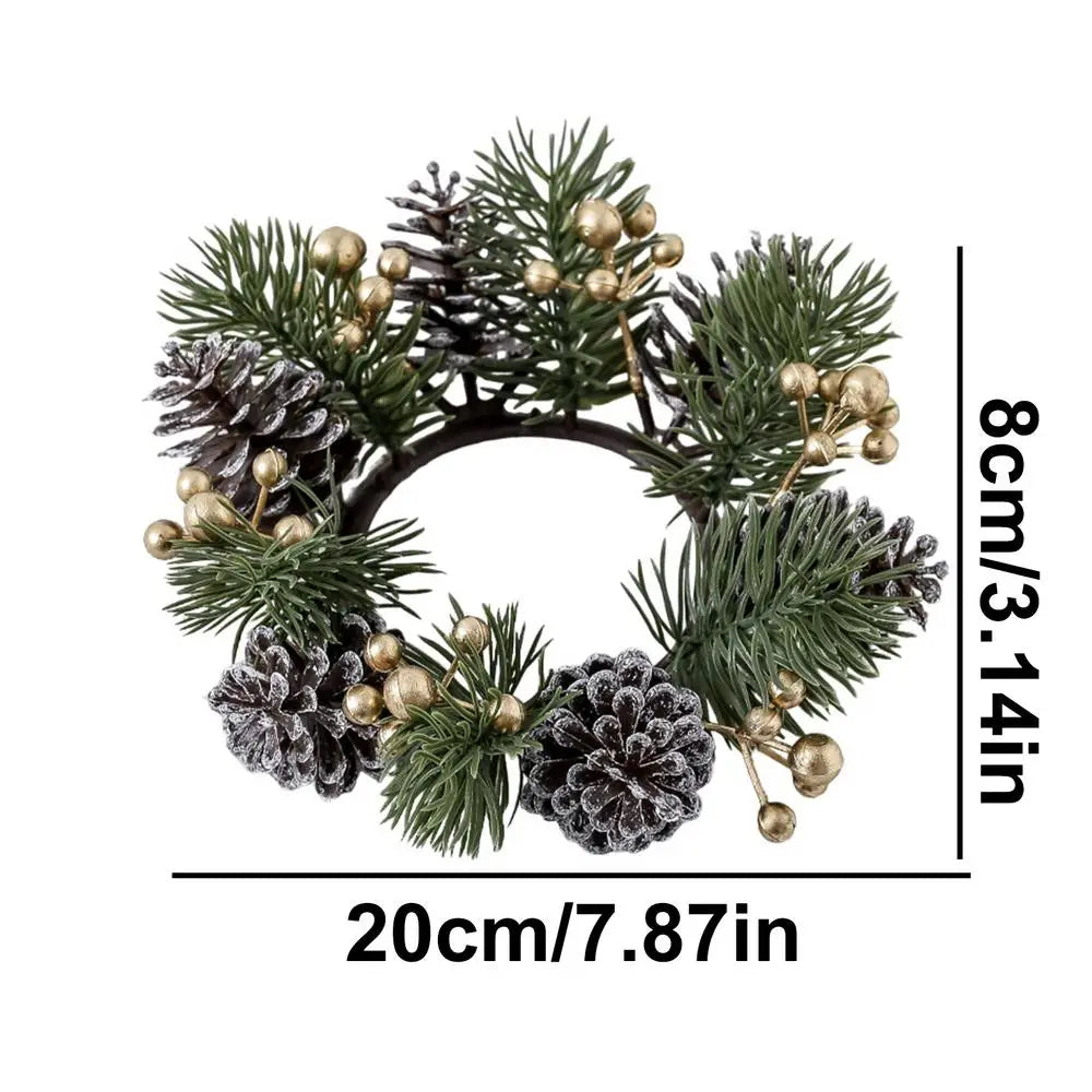 Christmas Candle Holder Candlestick Wreath Artificial Cherry Pinecone Zpaxo Gold China Mainland