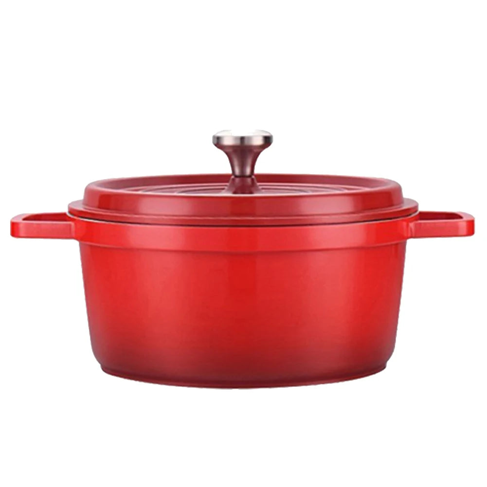 Enameled Cast Aluminum Dutch Oven with Lid Home Kitchen Enamel Stock Pot Dutch Oven Cast Aluminum Pot Multifunctional Cookware Zpaxo Red 20CM
