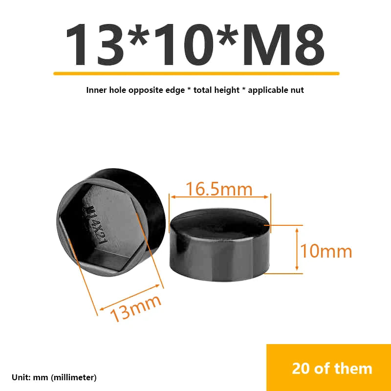 Hexagonal Nut Flat Head Plastic Protective Cap External Hexagonal Screw Low Head Decorative Cap Dust-Proof Cover Zpaxo A2