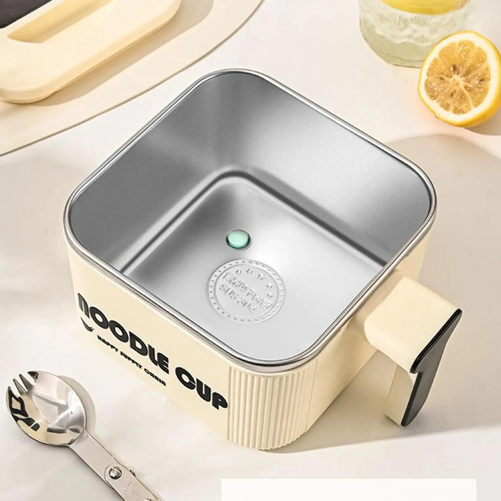Instant Noodle Bowl Stainless Steel Pot with Spoon Handle Large Noodle Bowl Microwave Pasta Cooker for Cooking Soup Adults Teens Zpaxo