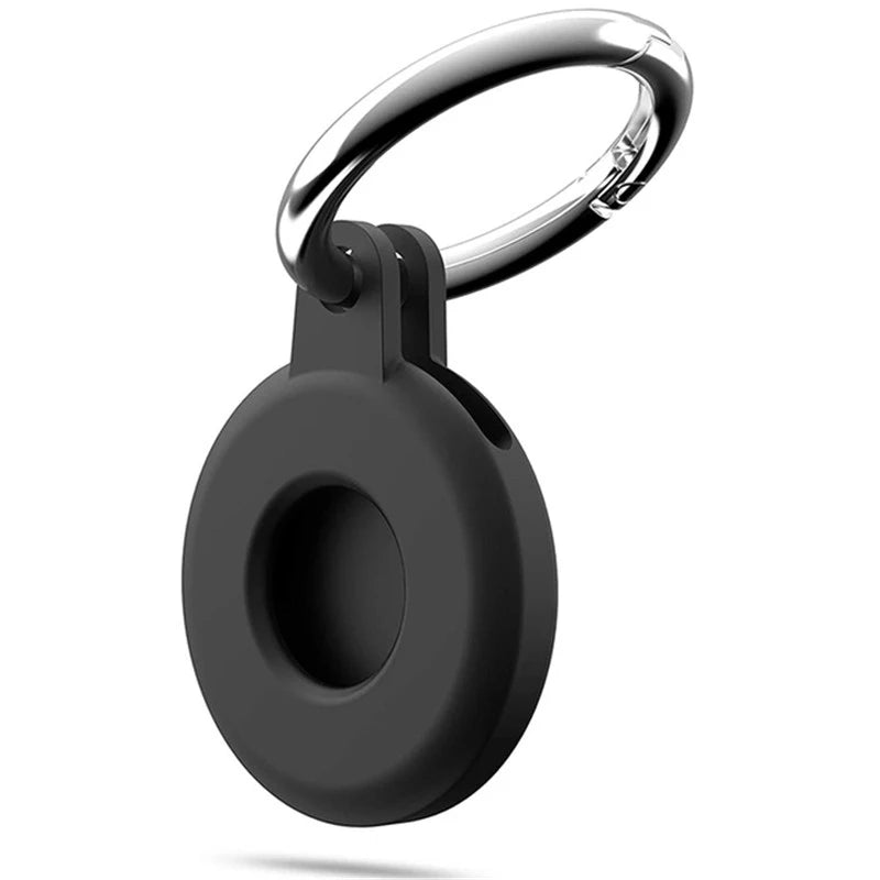 Waterproof Silicone Case For AirTag Tracker Protective Cover With Keychain Ring Locator Anti-Scratch Shell Accessories Key Ring Zpaxo Black