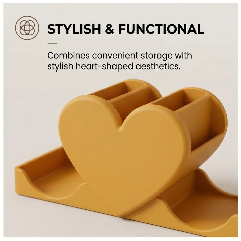 Heart Shaped Desktop Organizer Multifunctional Stationery Storage Box