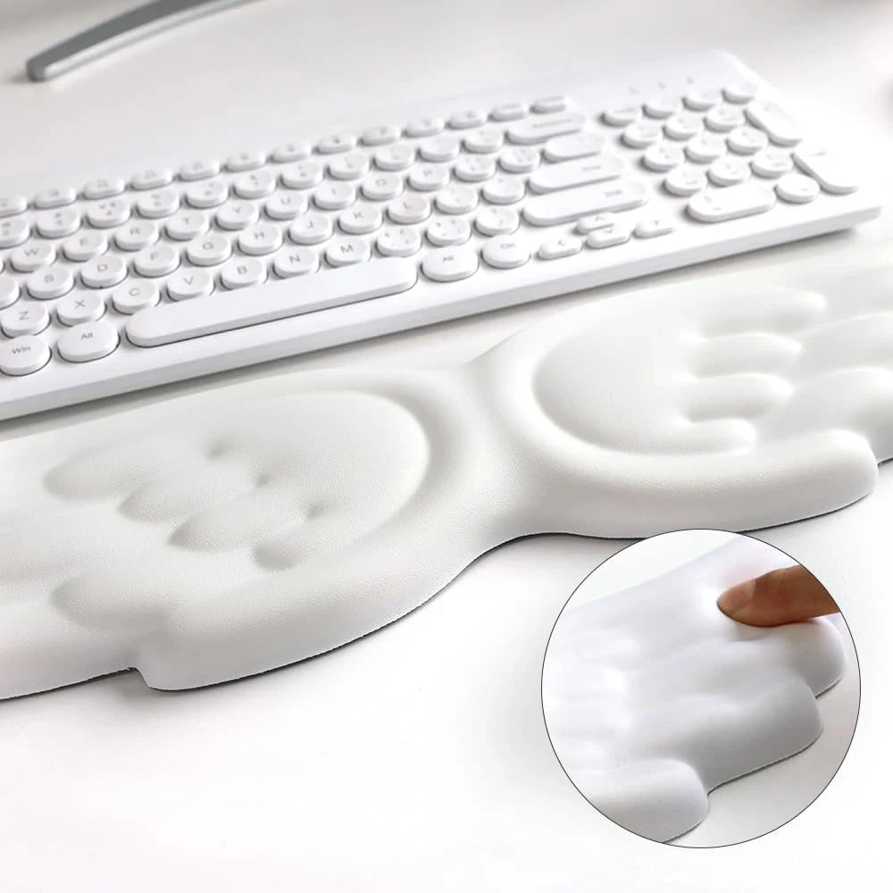 Angel Wings Shaped Keyboard Mouse Pad Memory Foam Superfine Fibre Non-Slip Wrist Rest Pad Ergonomic For Office Gaming PC Laptops Zpaxo