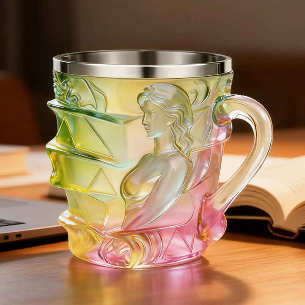 Book Mug Novelty Feminine Design Cup 3D Hand Painted Handle Women