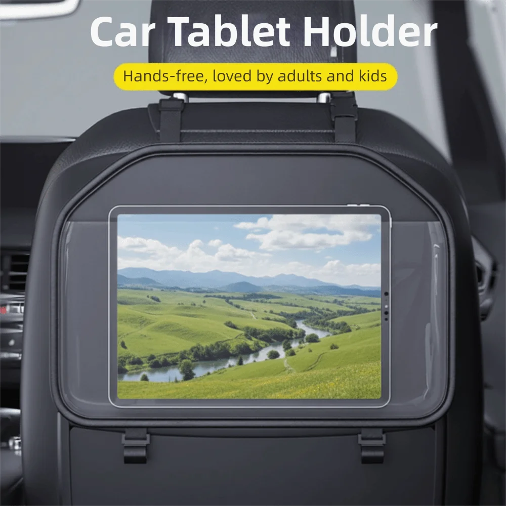 Transparent Pocket Car Seat Back Storage Bag Multi-functional PU Leather Tablet Holder Hanging Wear-Resistant Zpaxo