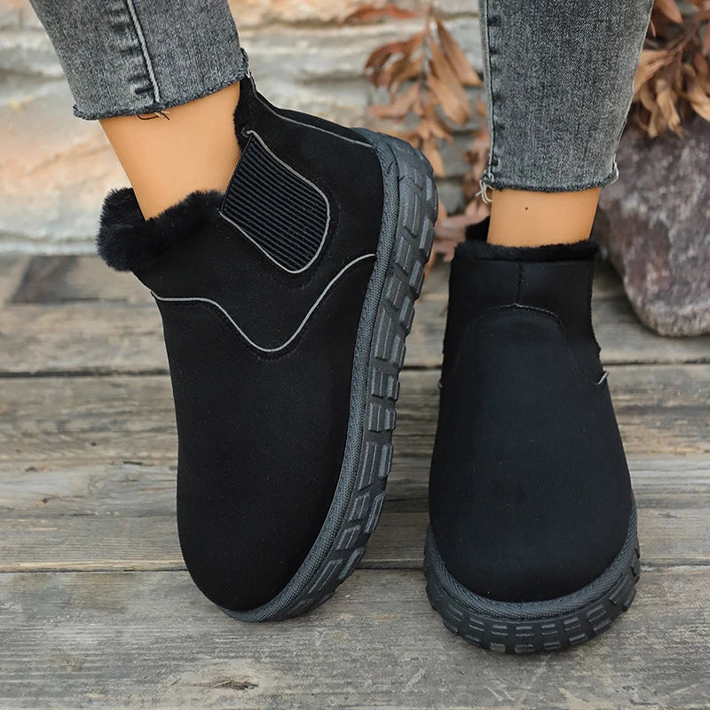 Winter Women Snow Boots 2025 New Flats Platform Comfortable Ladies Shoes Plush Warm Casual Chelsea Ankle Boots Zapatos De Mujer Zpaxo