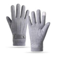 Winter Warm Suede Outdoor Military Finger Gloves Thickened Driving Buckle Ski Male Touch-Screen Mittens Women And Men Zpaxo ST014-Gray