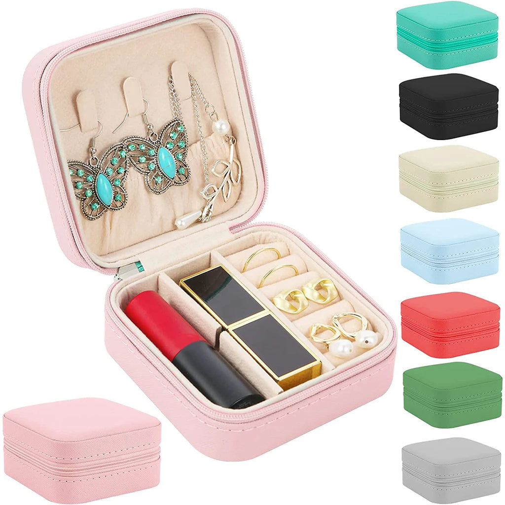 Portable Jewelry Storage Box Travel Jewelry Organizer Case Leather Storage Earrings Necklace Ring Jewelry Display Zpaxo
