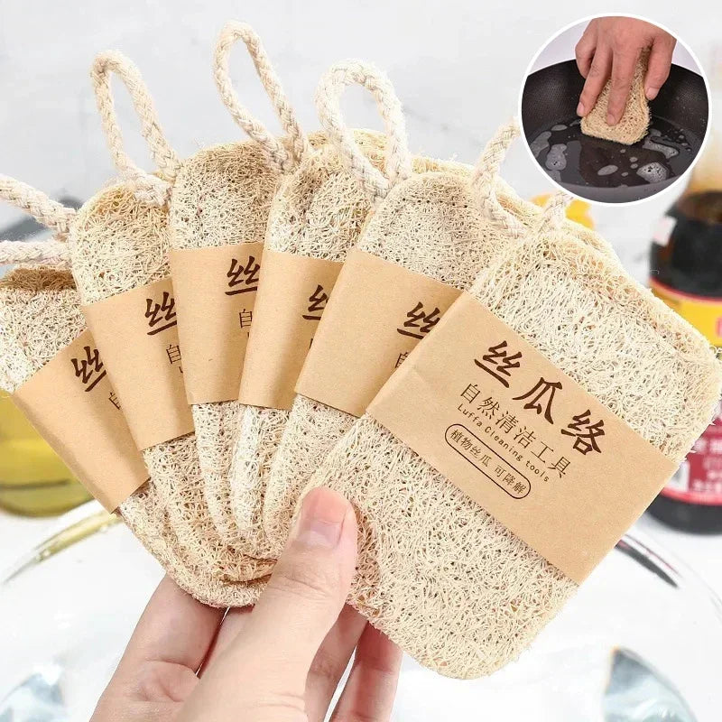 2026 Hot 10PCS Loofah Dish Towel Does Not Hurt The Pan Sponge, Oil Stain Removing Cloth, Silk Gourd Pulp Pan Brush Zpaxo